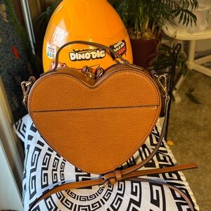LC Lauren Conrad Heart-Shaped Brown Crossbody Bag